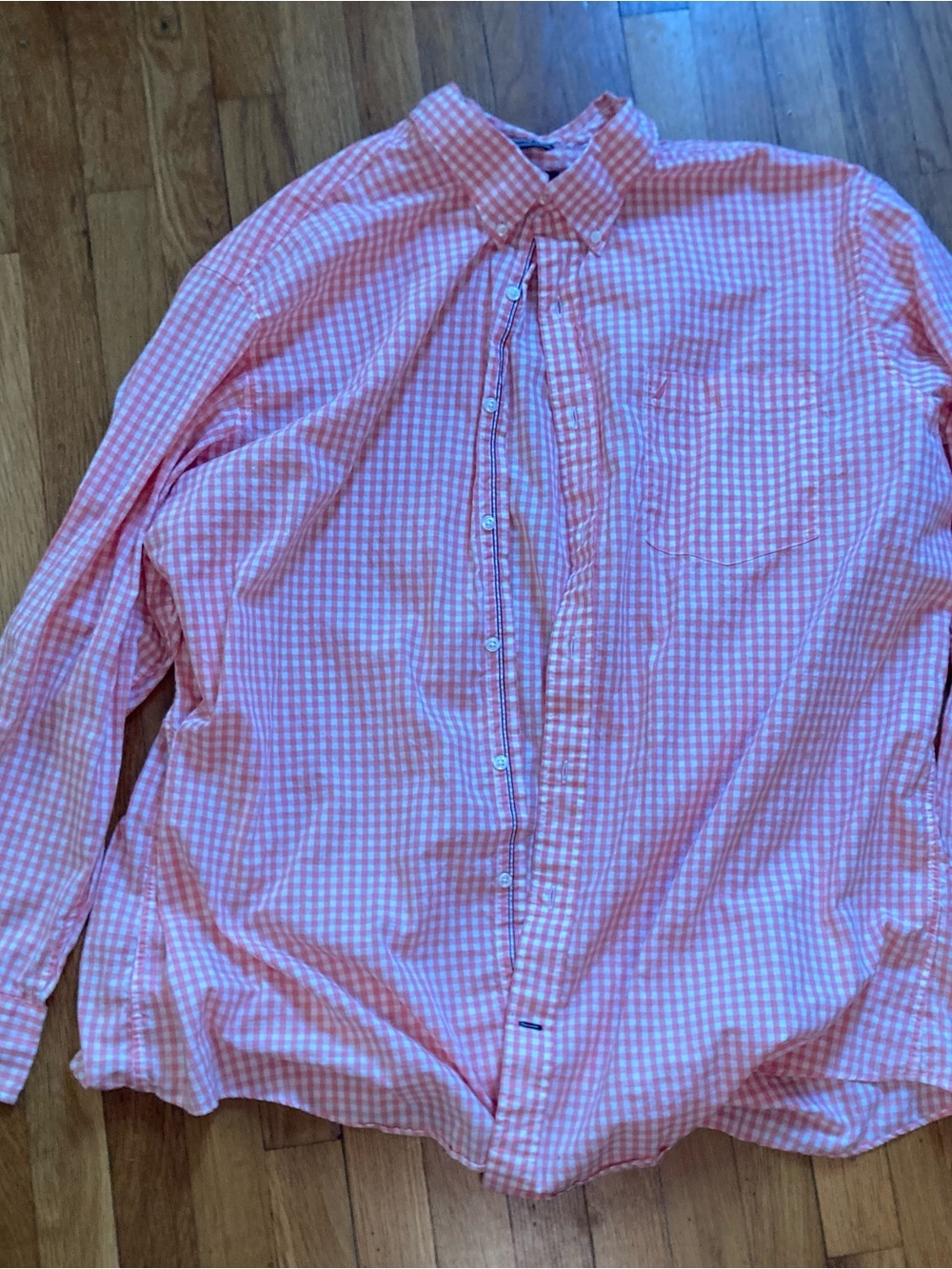 Nautica Pink Gingham Long-Sleeve Button-Down Shirt